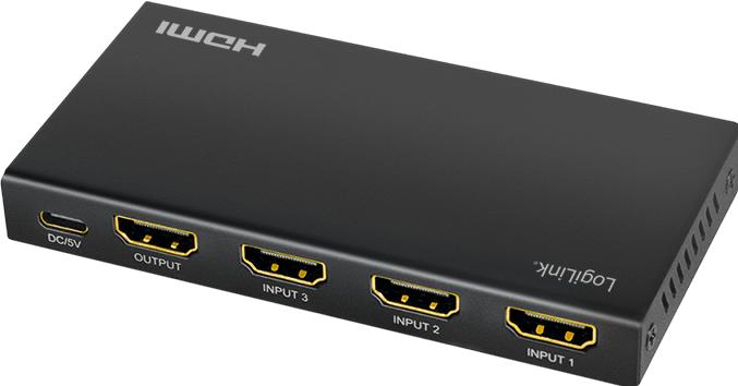 Actual product image LogiLink HDMI-Switch, 3x1-Port, 4K/60 Hz, HDCP, HDR, CEC, RC