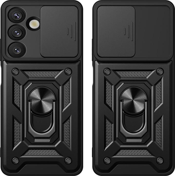 Actual product image Hurtel Hybrid Armor Camshield Panzerhülle mit Ständer und Kameraabdeckung für Xiaomi 15 Ultra 5G - Schwarz (Xiaomi 15 Ultra)