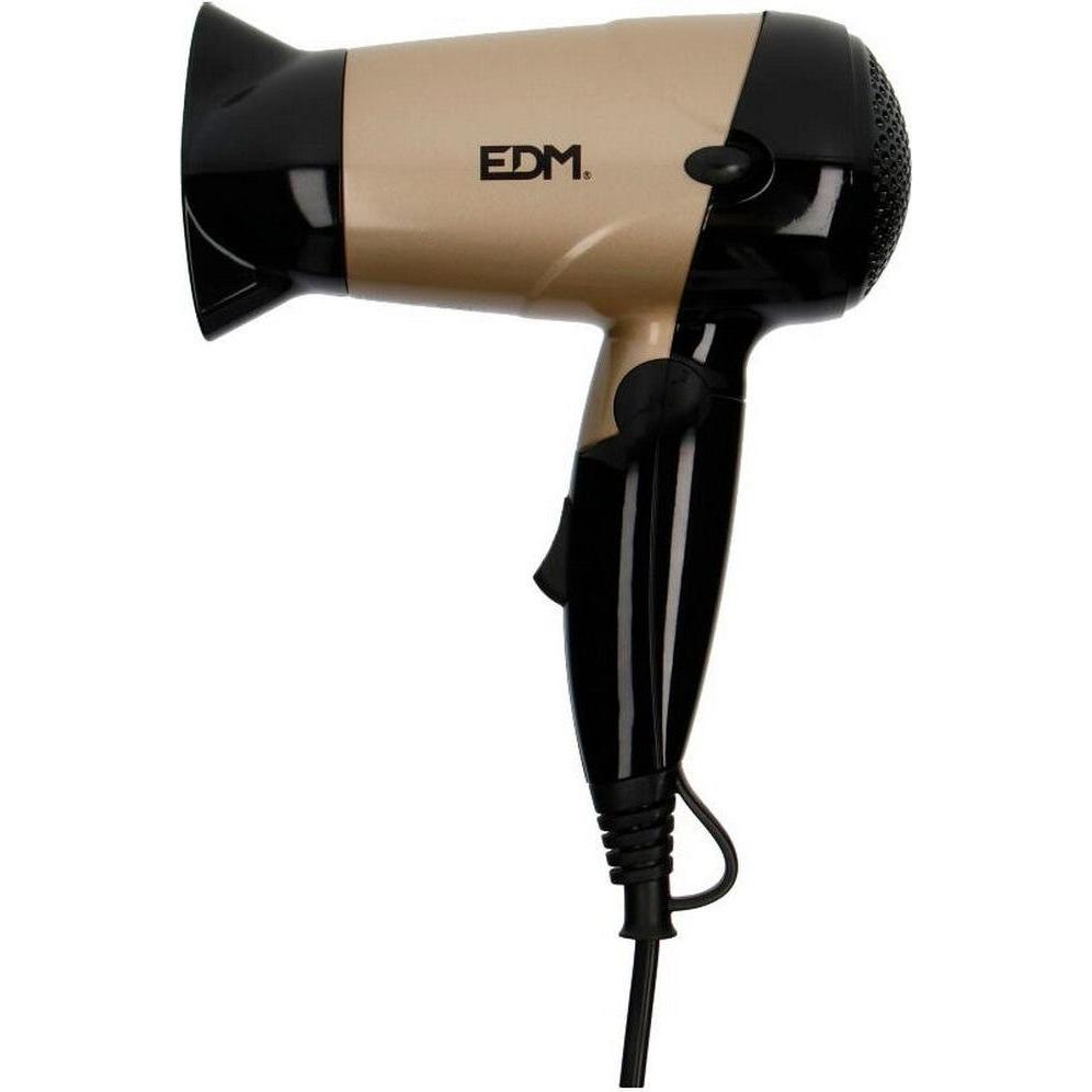 Edm Nero/Oro Asciugacapelli, Asciugacapelli Da Viaggio 1000-1200W (1000 W)