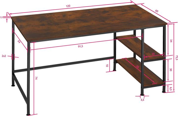 Actual product image tectake Desk Canton (60 x 60 x 75.50 cm)