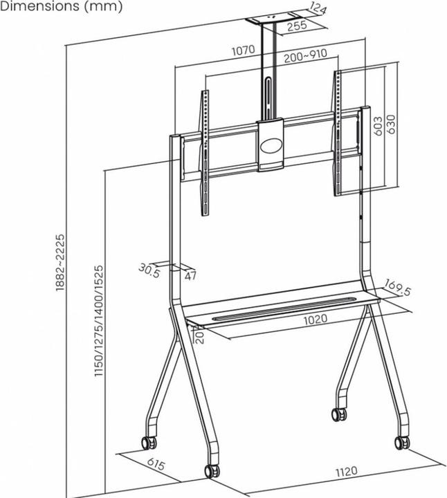 Produktbild Art mobiler Stand + TV-Halterung 55-100" 120kg (100")