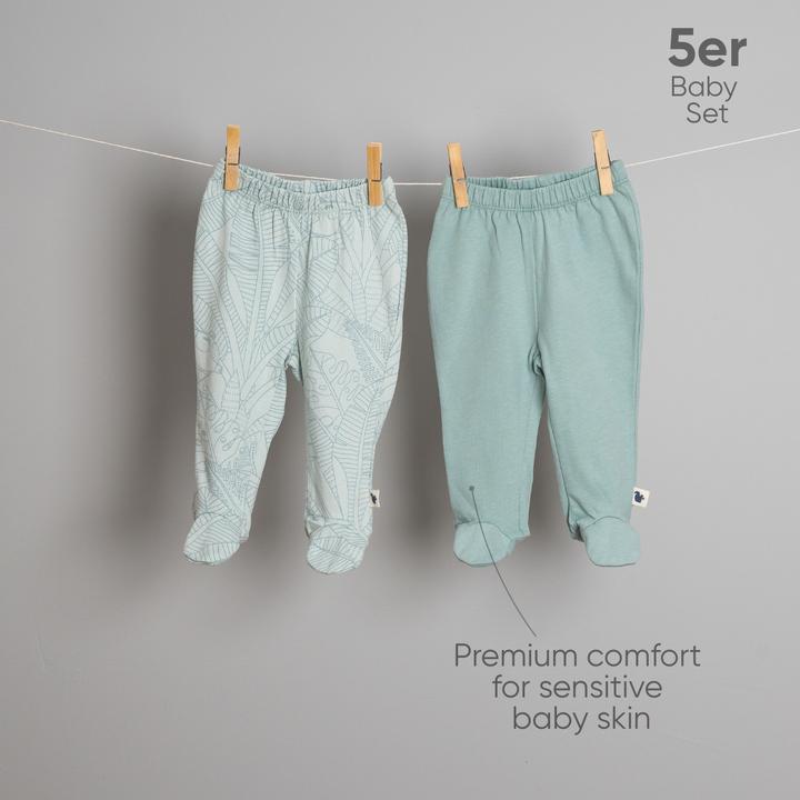 Immagine prodotto TotsTale Premium 5-teiliges Babyset aus Bio-Baumwolle – für Neugeborene – Hose, Mütze, Body u.m. (50, 56, 62, 68)