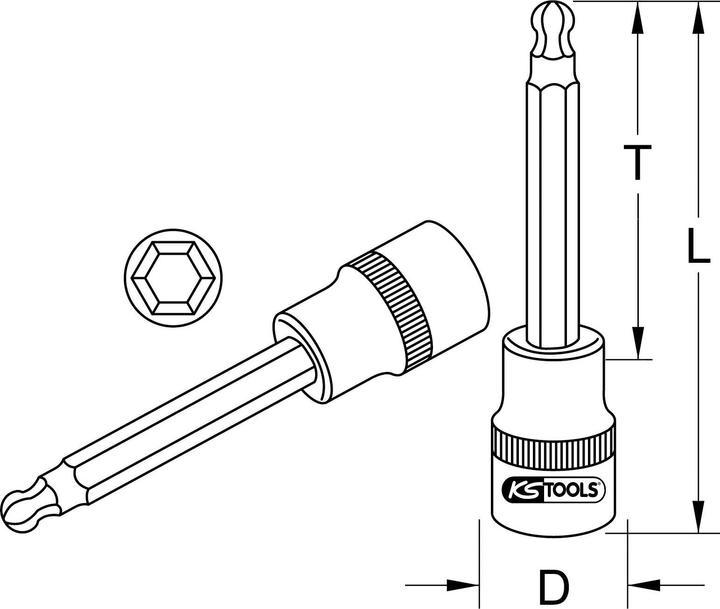 Actual product image KS Tools 1/2" bit socket long (8 mm)