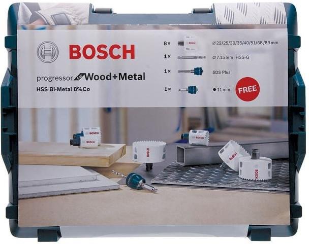 Actual product image Bosch Professional Zubehör 11-piece electrician's set, 1 Progressor for Wood&Metal hole saw (83 mm, 51 mm, 22 mm, 68 mm, 35 mm, 30 mm, 40 mm, 25 mm)