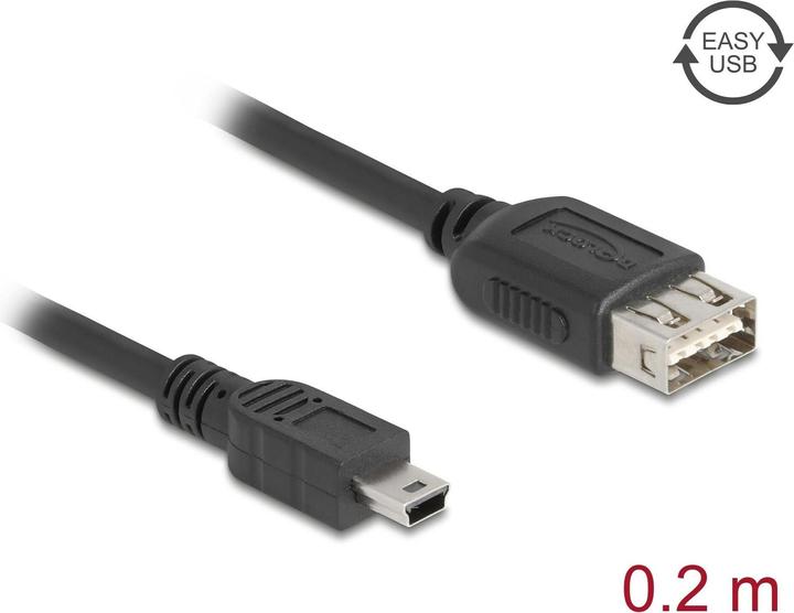 Actual product image Delock USB 2.0 Kabel USB Typ Mini-B Stecker zu EASY USB Typ-A Buchse 0,2 m (0.20 m, USB 2.0)