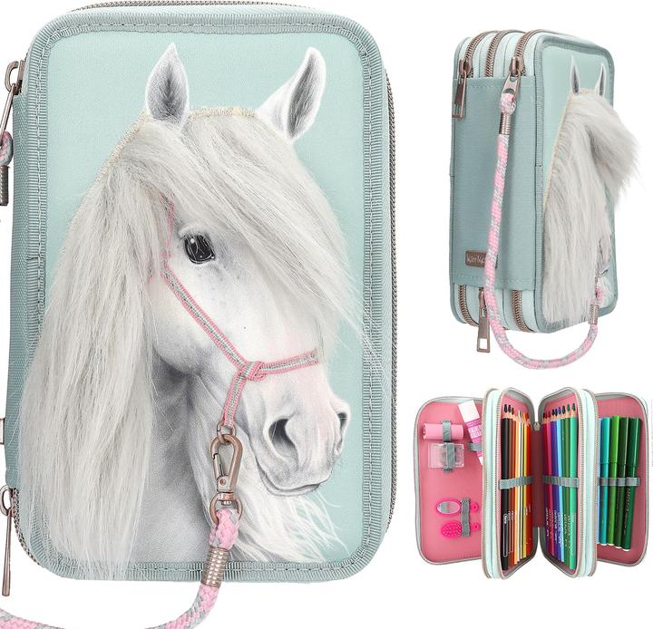 Actual product image Magni DEPESCHE Miss Melody Federtasche 3fach mit Pferdekopf Applikation