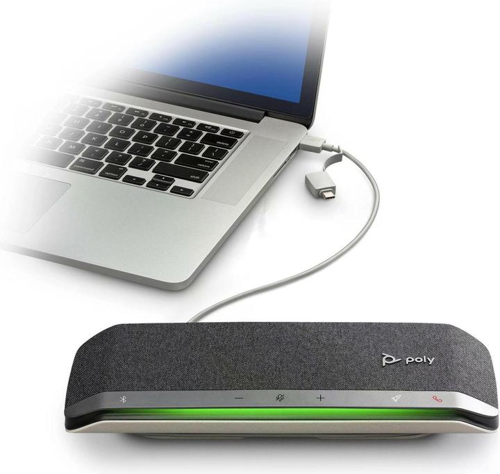 Produktbild Poly HP Sync 40+ Speakerphone, Mobiltelefon/PC, Schwarz, Silber, 55 dB, 1,05 m, IP64, Berührung