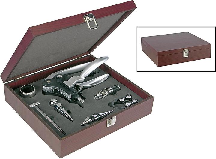 Childhome Gift set wine in wooden box 10 pieces (Wine stopper, Wine thermometer, Drip ring, Wine pourer)