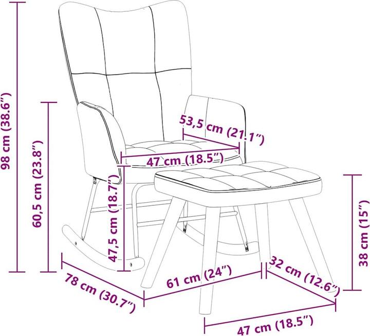 Produktbild vidaXL Schaukelstuhl mit Hocker