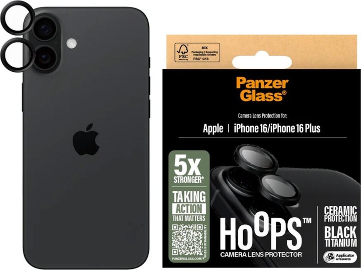 Actual product image PanzerGlass Hoops Camera Lens Protector (1 Piece, Apple iPhone 16 Plus, Apple iPhone 16)
