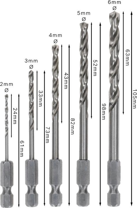 Image du produit Bosch Professional Zubehör PRO Metal HSS-G Hex Spiral Drill Set, 5 pcs. (6 millimètres)