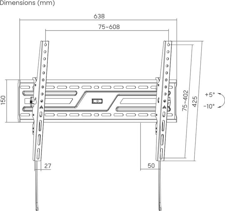 Produktbild Gembird Tv stiprinājums TV wall mount (tilt) 37”-86” 8716309135283 WM-86T-01 (8716309135283) (Wand, 75 kg, 37" - 86")