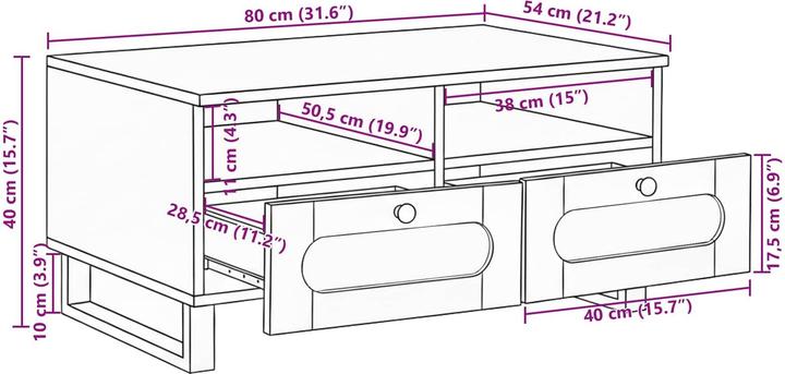 Immagine prodotto vidaXL Couchtisch (80 x 54 x 40 cm)