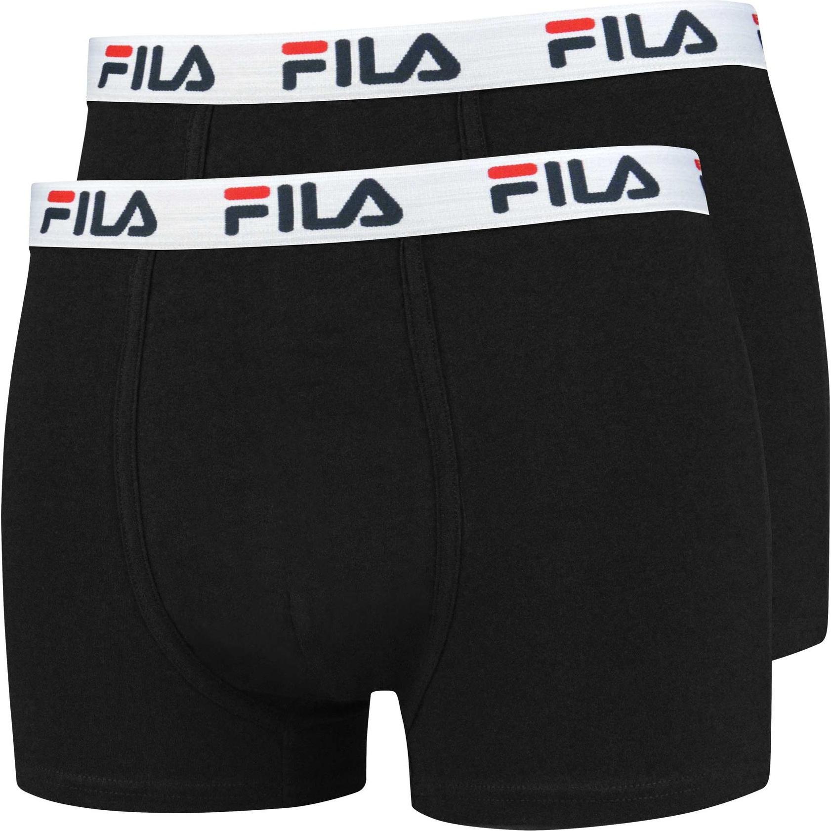 Thumbnail - FILA, Herren, Unterhosen, Boxer 2 Pack Elastic With Logo, Schwarz, (XXL, 2er Pack)