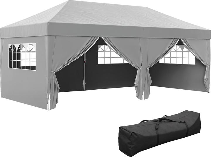 Outsunny Faltpavillon Stahl, Oxfordstoff Schwarz (590 cm, 295 cm)