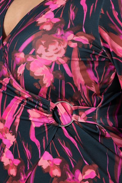 Immagine prodotto Ulla Popken Maglia con fiori, effetto incrociato, scollo a V e maniche lunghe (44)