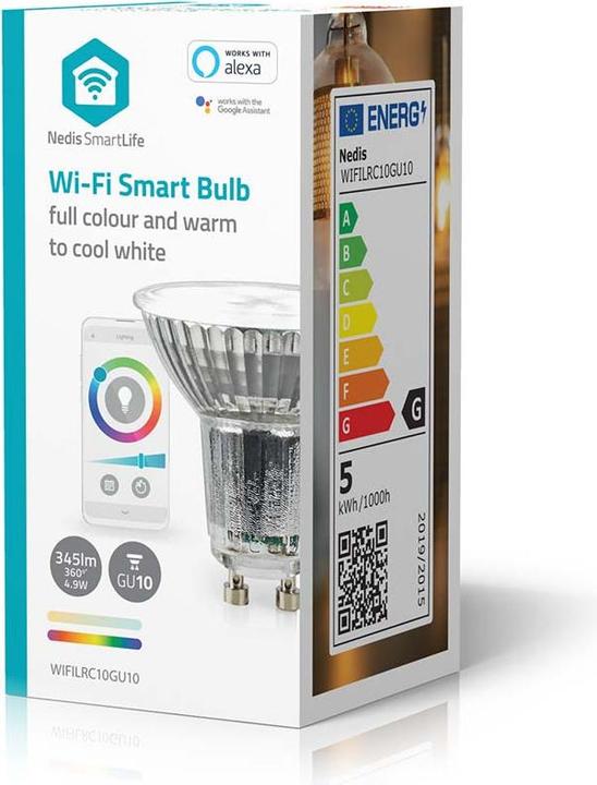 Produktbild Nedis WIFILRC10GU10 SmartLife Vollfärbige LED-Lampe WLAN GU10 345 lm 4.9 W RGB + weiss veränderbar 2 (GU10, 345 lm, 1x)