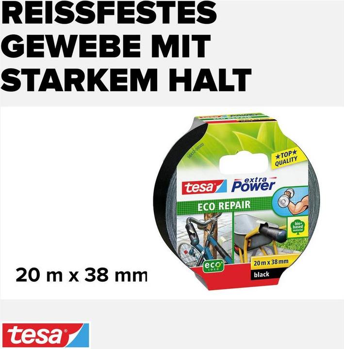 Image du produit tesa extra Power Eco Repair, schwarz (38 mm)