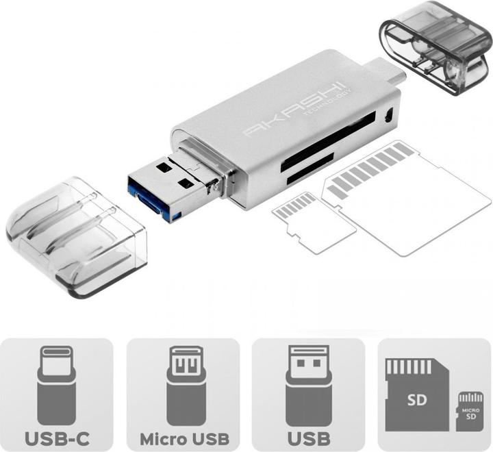 Produktbild Akashi Altsdreader3in1 (Micro USB, USB, USB-C)