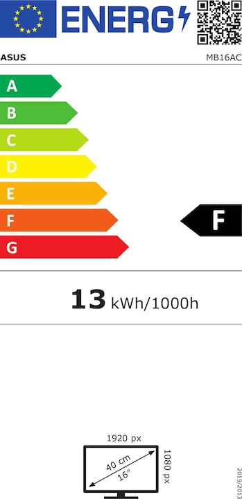 Energy Label ASUS ZenScreen MB16AC (1920 x 1080 pixels, 16")