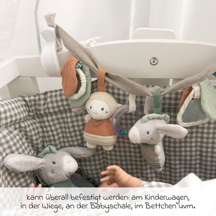 Immagine prodotto Fehn Kinderwagenketten Kinderwagenkette mit Rassel & Quietsche - Esel & Schaf