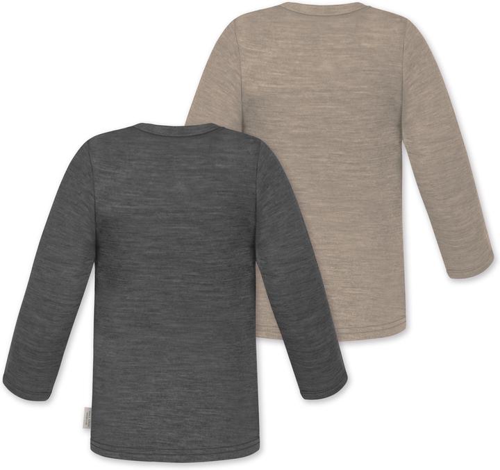 Produktbild Normani 2er Pack Baby Merino Longsleeve „Taupo" - 9473 (62, 68)