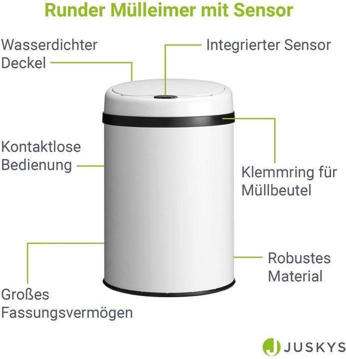 Image du produit Juskys Poubelle automatique avec capteur (30 l)