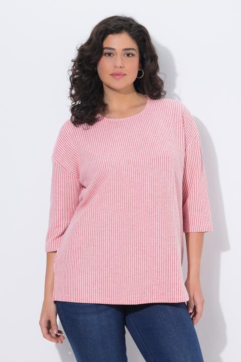 Produktbild Ulla Popken Pullover, Streifenstruktur, Rundhals, 3/4-Arm (44)