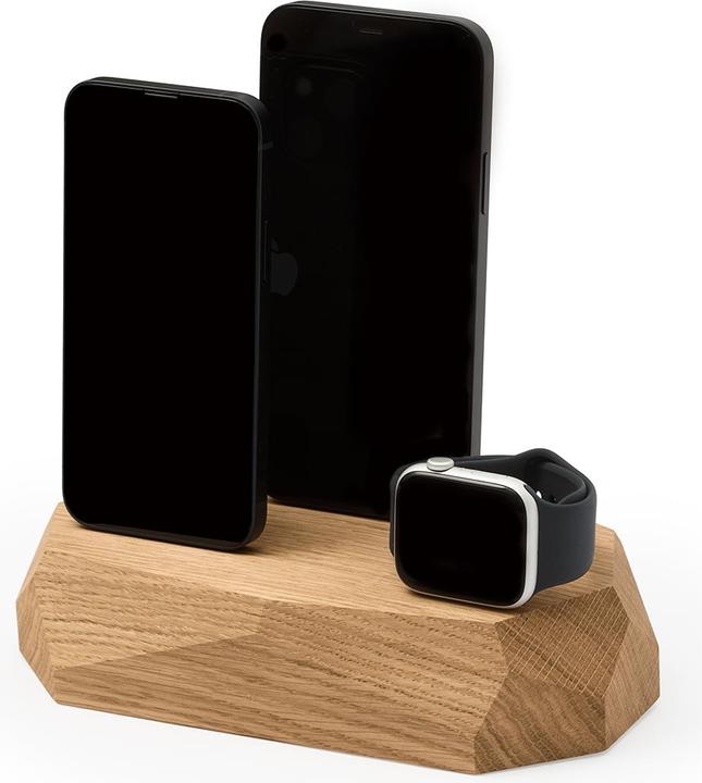 Actual product image Oakywood Triple Dock - Wooden docking station for three devices - 1 x Lightning, 1 x USB-C