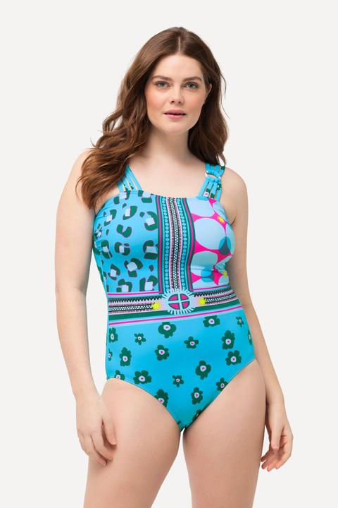 Image du produit Ulla Popken Maillot de bain à mélange d'imprimés et bonnets souples. Matières recyclées (48)