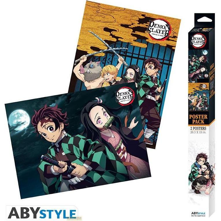 ABYstyle, Quadri, DEMON SLAYER - Set di 2 poster Chibi - Gruppo Duo 52x38 x4 (52 x 38 cm)
