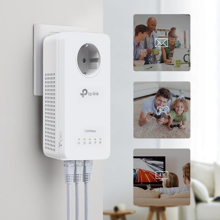 Productafbeelding TP-Link WLAN Powerline Adapter Set TL-WPA8631P KIT(Dualband WLAN 1200Mbit/s, AV1300 Powerline, Steck (1300 Mbit/s)