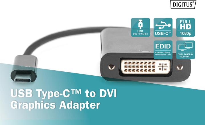 Produktbild Digitus USB Type-C to DVI Grafik-Adapter (USB Typ-C, 10 cm)