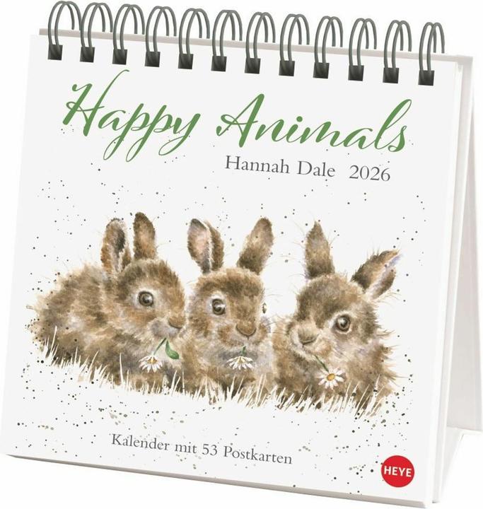 Hannah Dale: Happy Animals Premium-Postkartenkalender 2026 (165 x 177 mm, Non contraignant, Allemand)