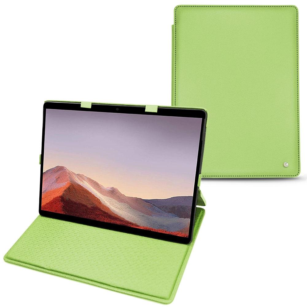 Noreve Lederschutzhülle vertikal (Microsoft Surface Pro X), Tablet Hülle, Grün