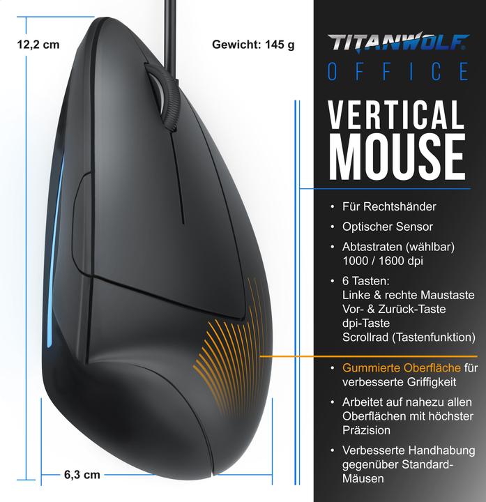 Produktbild Titanwolf Office Vertikal (Kabelgebunden)