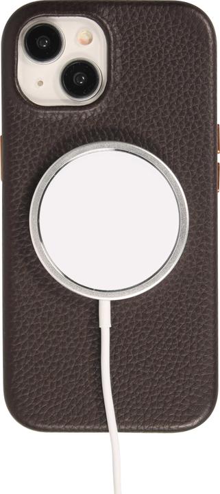 Image du produit PhoneLook Coque Cuir de veau luxe grainé intégral avec boutons métalliques et MagSafe foncé (Apple iPhone 15)