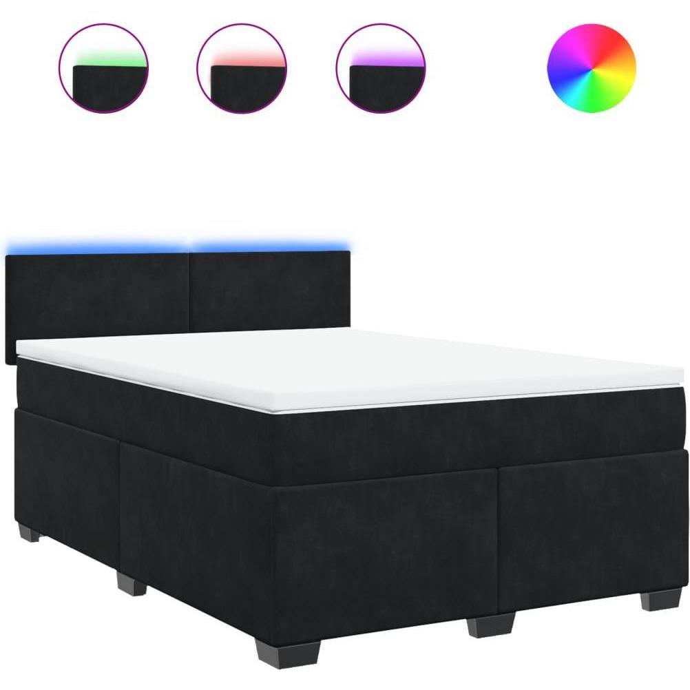 Thumbnail - VidaXL, Bett, Bo x springbett mit Matratze 140 x 190 cm Samt (140 x 190 cm)