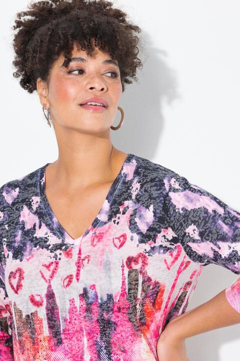 Produktbild Miamoda T-Shirt, Batikmuster mit Herzen und Glitzer (42)