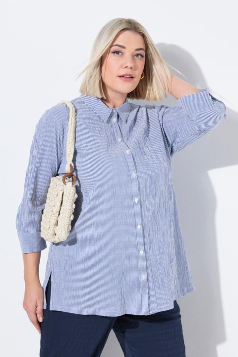 Immagine prodotto Ulla Popken Camicia a righe con crespatura a bolle e maniche a 3/4 (68)
