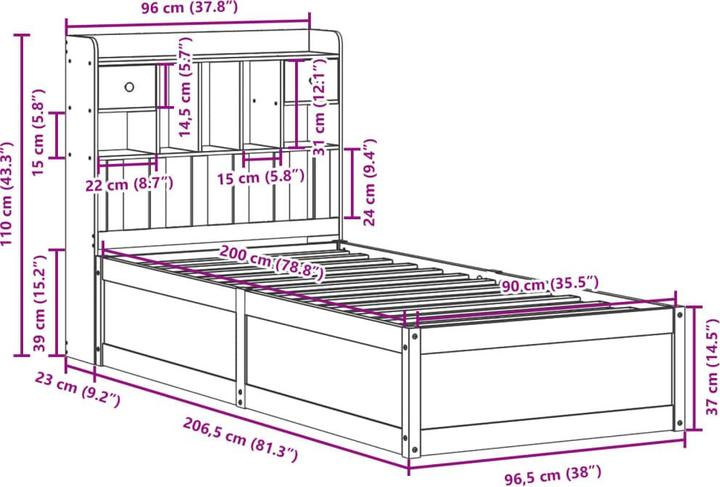 Actual product image vidaXL Bettgestell (140 x 200 cm)
