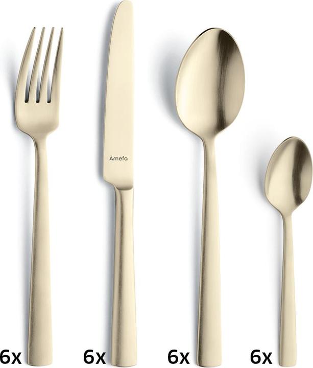 Immagine prodotto Amefa VENTURA Besteckset 24-teilig PVD champagner (24 Pezzo/i, Set di posate)