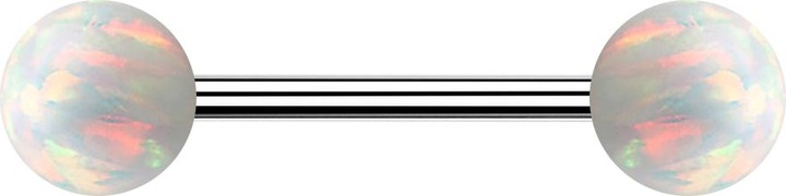 Actual product image Star Piercing Micro barbell silver with two balls opal white (without brass, Surgical steel 316L)