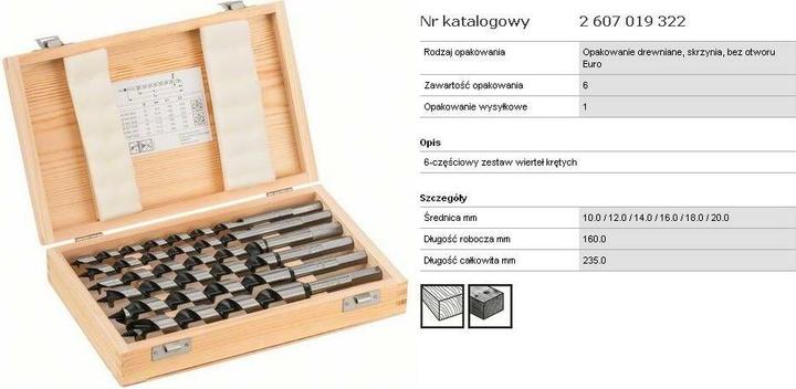 Actual product image Bosch Professional Zubehör PRO Wood wood auger bit set, 6 pcs. (12 mm, 14 mm, 16 mm, 10 mm, 18 mm, 20 mm)