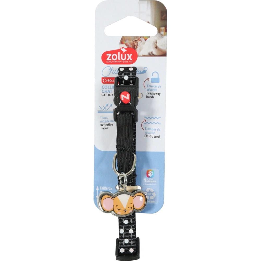 Zolux Obroża dla kota z zawieszką w kształcie myszy CHATOUILLE czarna (Gatto, Passeggiare), Collare + Guinzaglio