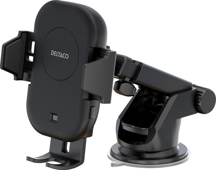 Productafbeelding Deltaco Wireless car charger | 15 W | automatic open and close | dual mounts | black