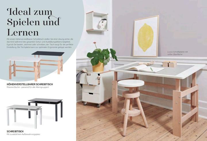 Immagine prodotto Manis-h Manis h Scrivania regolabile in altezza con funzione di inclinazione 140x65 Bianco neve (140 x 65 x 60 cm)