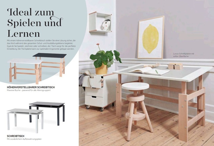 Produktbild Manis-h Manis h Schreibtisch Hoehneverstellbar mit Kippfunktion 140x65 Snow white (140 x 65 x 60 cm)