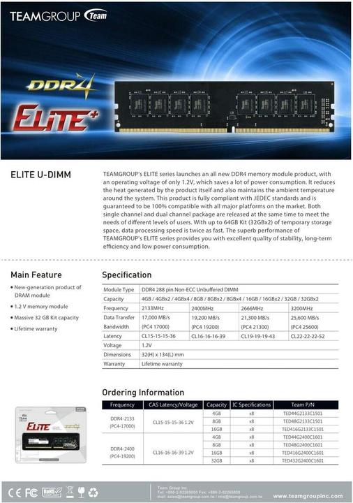 Produktbild Team Group Elite (1 x 16GB, 3200 MHz, DDR4-RAM, DIMM)