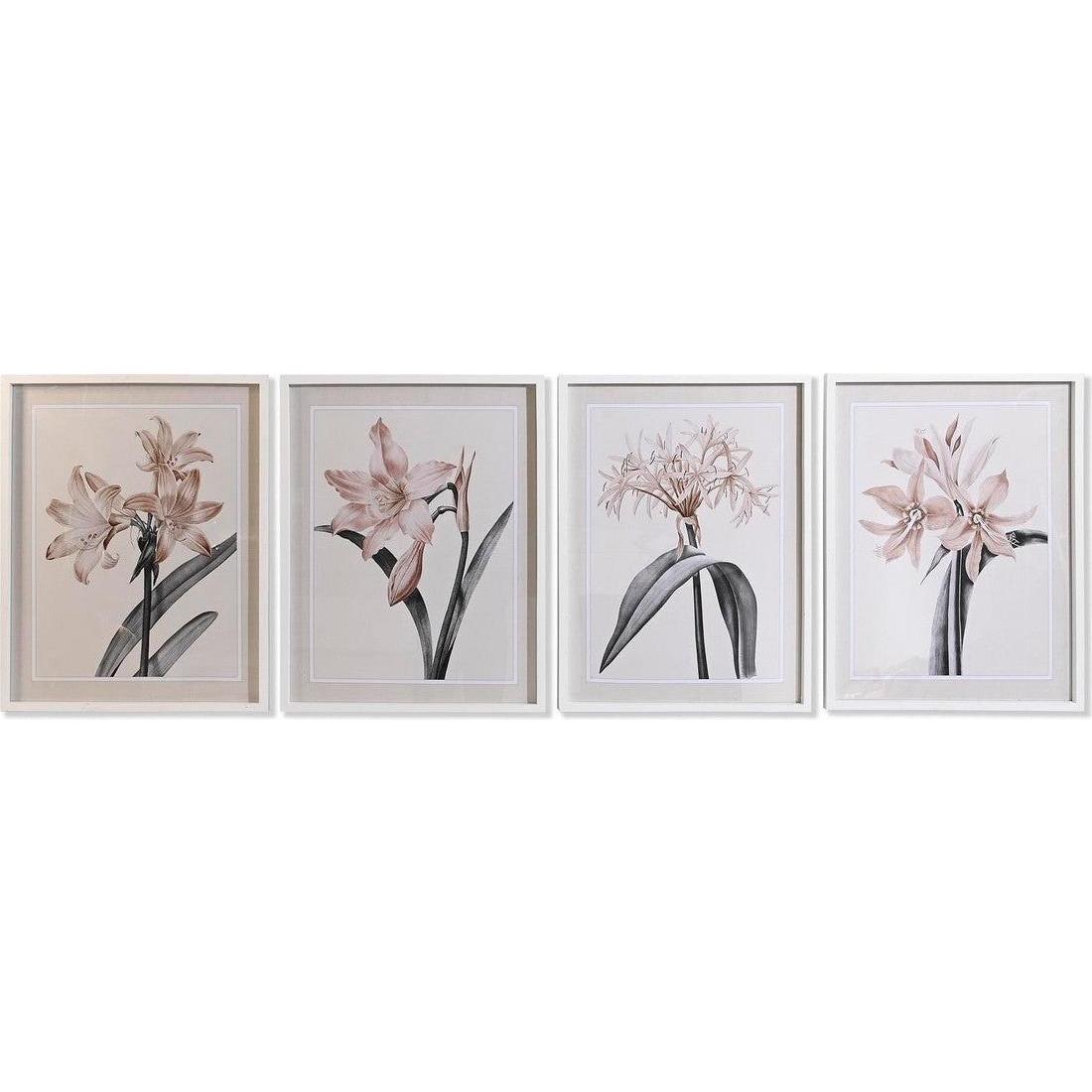 DKD Home Decor, Cornice, Painting Crystal Birch 55 x 70 x 2,5 cm 55 x 2,5 x 70 cm Flowers (4 Pieces)